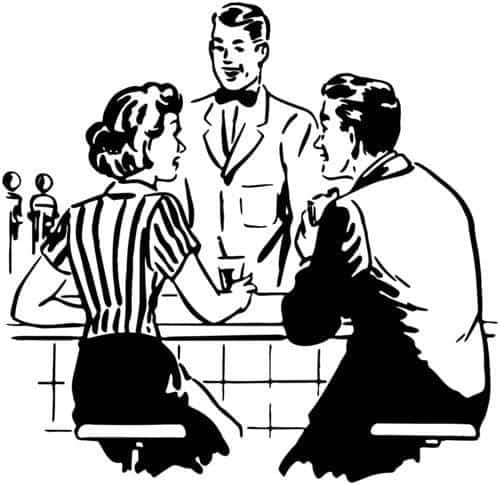 Dating Couple Talking With The Soda Jerk